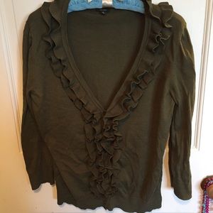 Talbots ruffled cardigan, size M